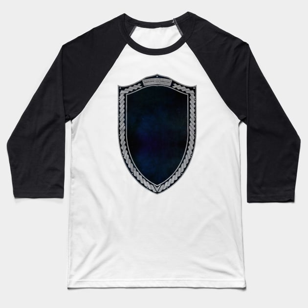 Spaaaace Shield Moonsilver Baseball T-Shirt by Swabcraft